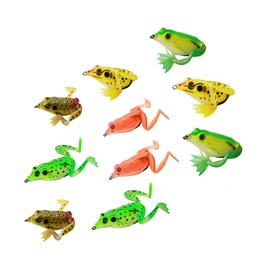 UFISH Soft Frog Fishing Lure Set, Bass Topwater Frog Legged Bait Fishing Sets - Top Water Bass Lure – Artificial Topwater Lures - Colorful Assorted Frog Tackle Kit Ideal for Fresh Water (10)