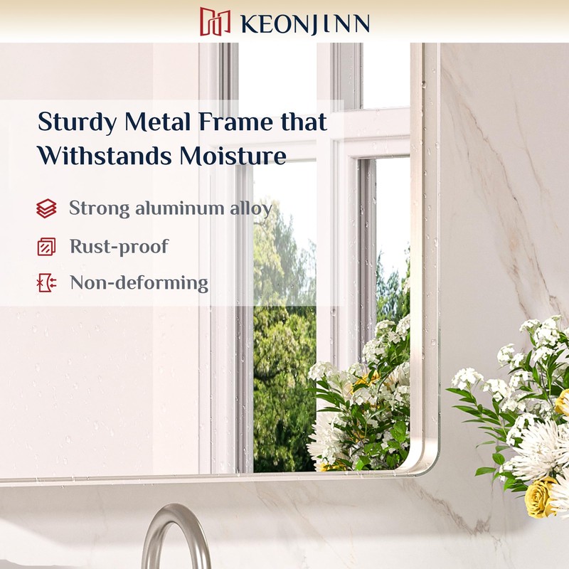 Keonjinn 22 x 30 Brushed Nickel Bathroom Mirrors for Over