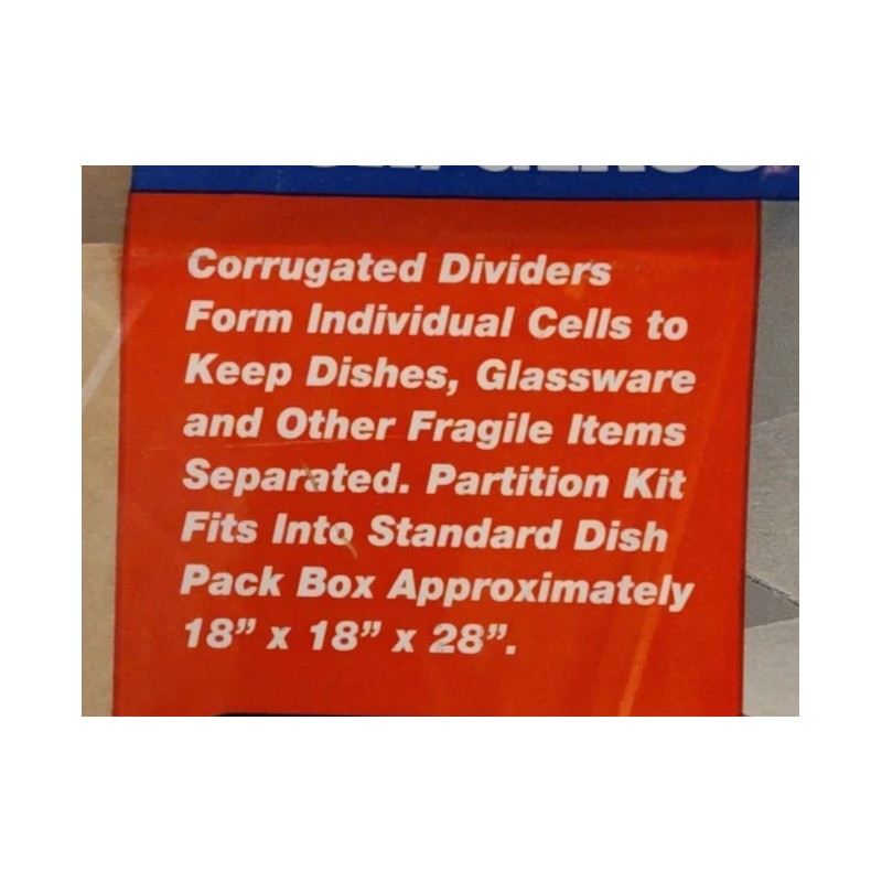 Packrite Dish/Glass Partition Packing Kit Corrugated Dividers Kitchen Moving NEW