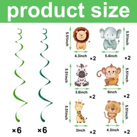 24 Pcs Jungle Theme Party Decorations, Wild One Birthday Decorations, Birthday Party Decorations,Hanging Vortex Decorations, Suitable for Party Decorations