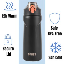Stainless Steel Water Bottle Insulated Vacuum Flask - Leak Proof Gym Bottle Ideal for Fitness & Sport Water Bottles with Straw BPA Free for Hot & Cold Drinks Metal Water Bottle for Gym (White)