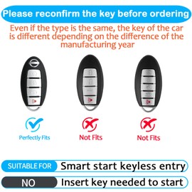 Compatible with Nissan Key Fob Cover with Leather Keychain,Soft TPU Key Shell case Fit for Altima Sentra Maxima Rogue Armada Pathfinder Infiniti Smart Remote Key (Silver, 4 Buttons-B)