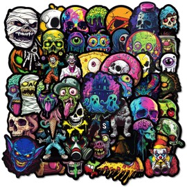 insidemoon 50 Pieces Gothic Horror Stickers for Laptop Water Bottle, Cool Skull Monster Stickers for Scrapbook Luggage Guitar Skateboard Bicycle Car, Thriller Vinyl Stickers Decals for Adults Teens