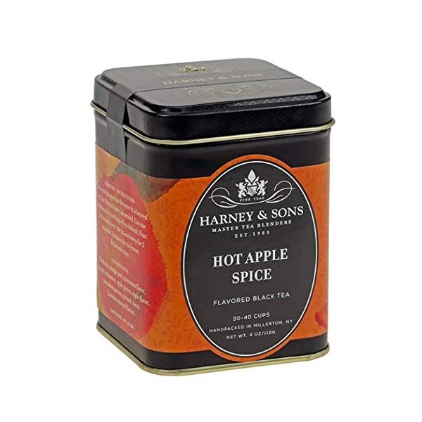 Harney and Sons HOT APPLE SPICE flavored black tea 4 oz tin