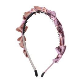 Fancy Bow Headband For Girls With Mini Metallic Bow Wreath - Pink