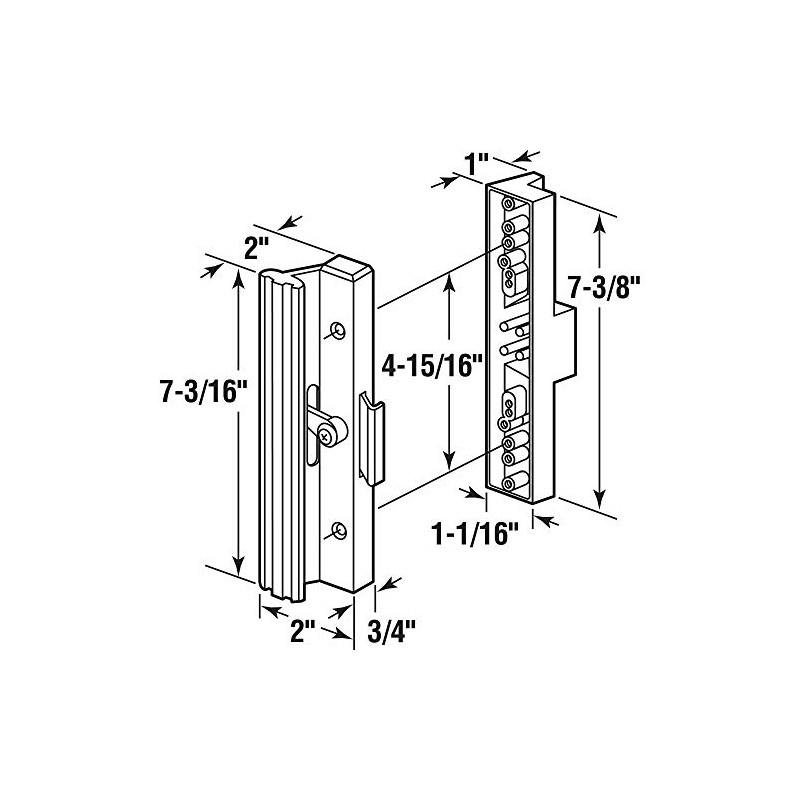 Prime-Line C 1116 Diecast Sliding Door Handle Set, White (Single