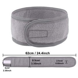 Whaline 4 Counts Spa Facial Headband Head Wrap Terry Cloth Headband Stretch Towel for Bath, Makeup and Sport (Gray)
