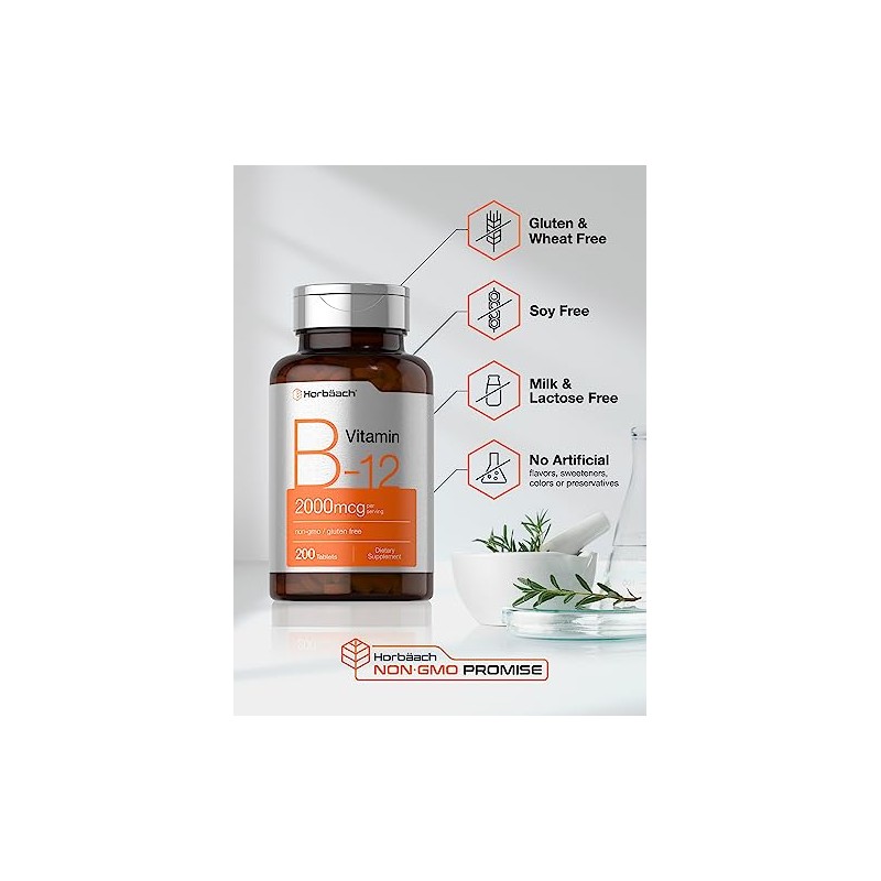 Horb Ach Vitamina B12 2000 Mcg 200 Comprimidos Suplemento Vegetariano