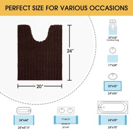 Upgrade Luxury Brown Toilet Bathroom Rug Mat 24" x 20" Contour Rug, Ultra Soft Thick Absorbent Bath Mats, Non Slip Chenille Toilet Mat for Bathroom, Bedroom, Kitchen, Shower, Tub