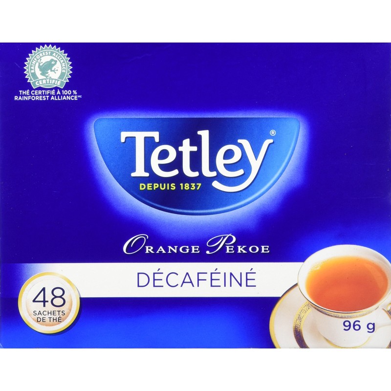 Tetley Orange Pekoe Decaffeinated Black Tea - 48 Tea Bags,