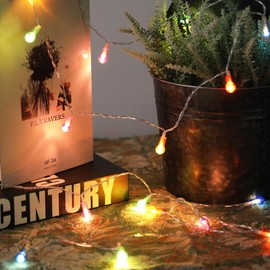 Vigdur Globe String Lights - Multicolor Decorative String Lights Battery Operated with 20 Mini Bead Bulbs, Indoor String Light for Outside Backyard Porch Balcony Party(Multicolor)