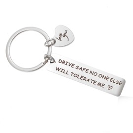 Ouligay Drive Safe Keyring Gifts for Men Boyfriend Birthday Valentine's Day Gift For Him Husband Fiance Boyfriend Bf Romantic I Love You Presents Husband Gifts Drive Safe i Love You
