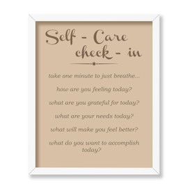 Poster Master Self Care Poster - Self Care Check In Print - Mental Balance Art - Therapy Art - Gift for Him, Her - Motivational Decor for Office, Living Room, Bedroom, 16x20 White Framed