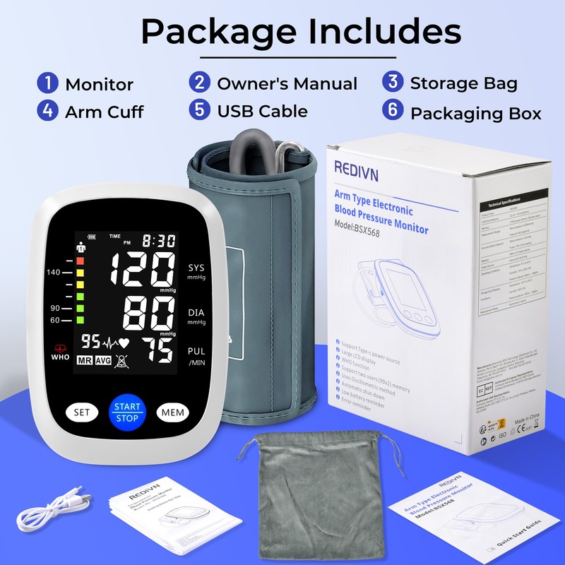 REDIVN Blood Pressure Monitor Automatic Upper Arm Machine & Accurate