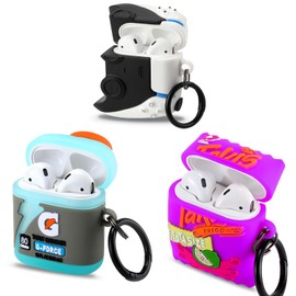 [3Pack]Gedicht for Airpods 2nd Generation Case, Funny 3D Cartoon Energy Bottle Game Console Candy Design Silicone Soft Cases for Airpods Case 2nd/1st Gen, with Keychain Kids Women Men for Airpods Case