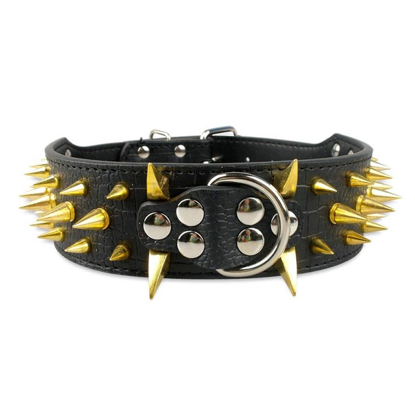 2" Wide Spiked Dog Collars, Leather Dog Collars for Large