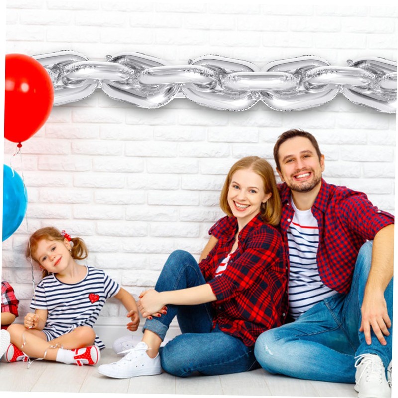 KONTONTY 20pcs Silver Foil Chain Balloons for Party Decoration Reusable