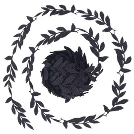 Cinta de encaje de Venecia con borde de hoja de 7 yardas de parche bordado para boda vestido de novia velo (negro)