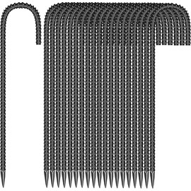 20 Pieces 12-Inch Garden Ground Stakes Galvanized Steel J Shape Hook Rebar Stakes - Heavy Duty Ground Anchors for Tents, Position Kits,Fences, and Trampolines