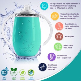 Smirk, Sippy Cup for Toddlers Water Bottle, Baby Cups from 6 Months, Stainless Steel, Leak Proof, No Odour, No Mould, No Break, Easy to Wash, Toxin & BPA-Free 236 ml (Blue)