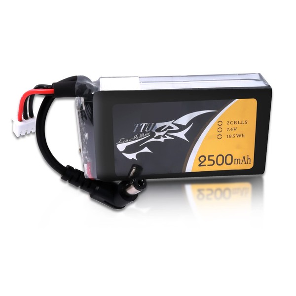 TATTU 2500mAh 2S 7.4v Fatshark Goggles Headset LiPo Battery Pack with DC5.5mm Plug and LED Power Indicator