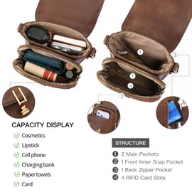 GOIACII Phone Purse Small Crossbody Bags for Women Travel Wallet RFID Blocking Light Brown