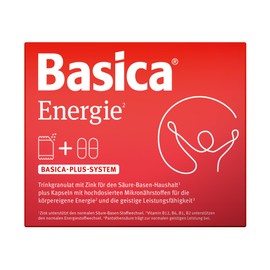 Basica Energie: Basisches Trinkgranulat und Kapseln für körpereigene Energie* und geistige Leistungsfähigkeit**, vegan, Säure-Basen-Gleichgewicht, 7er Packung