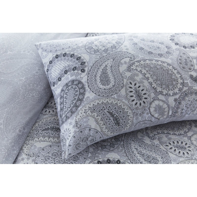 Sleepdown Paisley Grey Duvet Cover & Pillowcase Set Bedding Digital
