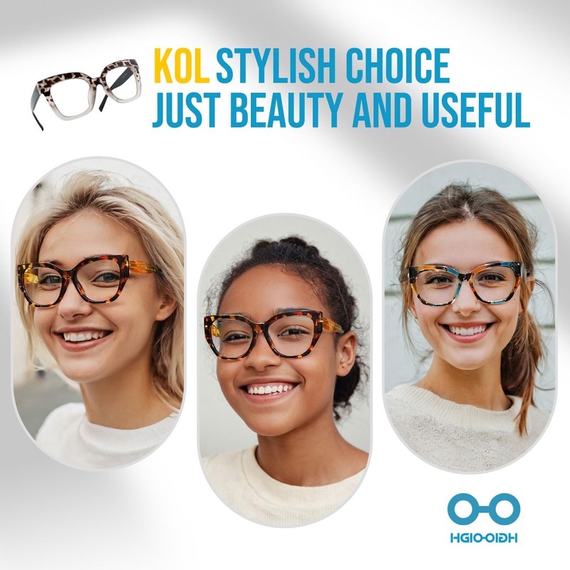 HGIOOIGH Reading glasses Woman Blue light block Oversized Irregular Cat