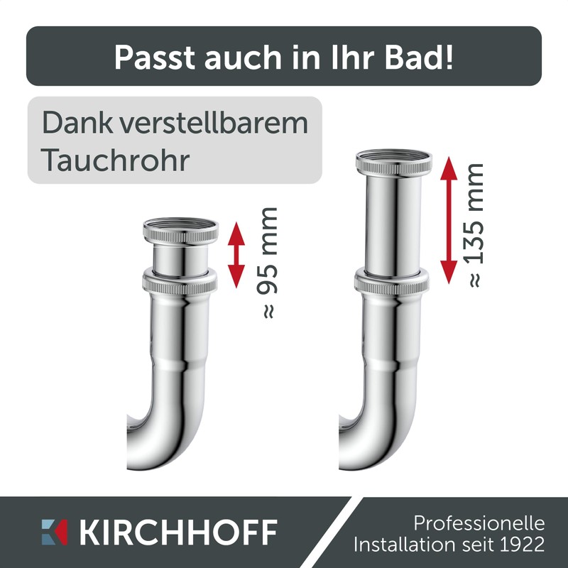KIRCHHOFF Siphon Sink Plus, Siphon with Extra Long Drain Pipe