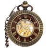 VIGOROSO Men's Hand-Wind Mechanical Pocket Watch Vintage Steampunk Wood Grain