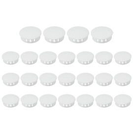 PATIKIL 35mm/1-3/8" Plastic Hole Plugs, 25 Pcs Flush Type Round Plug Snap in Locking Screw Hole Covers Insert End Caps for Furniture Cabinet Kitchen Door Shelves, White