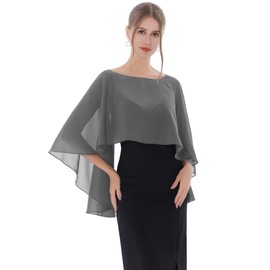 Baoqiya - Chales y envolturas capelet para mujer, para vestidos de noche, suave, para dama de honor, chal de gasa, Gris oscuro, Talla única