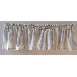Ivory and Gray Stripe Valance Curtain, Ticking Gray and Ivory Stripe Valance Curtain (42-43 Inches Wide x 14.75 Inches Long)