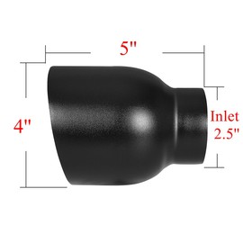 TriTrust Exhaust Tip, 2.5 Inch Inlet, 4'' Outlet 5'' Long Muffler Tip, Powder Coated Black Stainless Steel Truck Car Tail Tip, Weld On 2.5'' Outer Diameter Tailpipe, 2.5"ID x 4"OD x 5"L