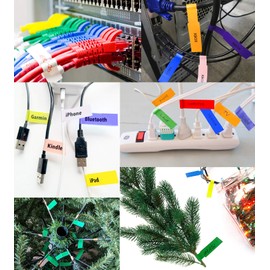 Pack of 540 Cable Labels with Marker Pen, Suitable for Laser Printers, 18 Sheets A4 × 30 Pieces, 9 Colours