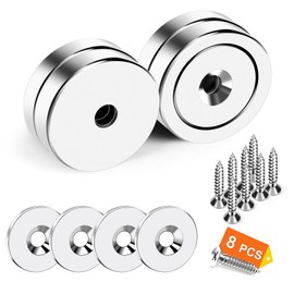 DIYMAG 4Pcs Neodymium Round Base Cup Magnet,Strong Rare Earth Magnets with Heavy Duty Countersunk Hole and Stainless Screws for Refrigerator Magnets Office Craft 0.98 inch (Silver)