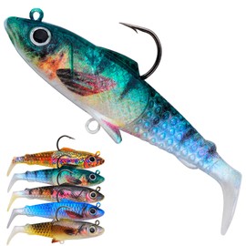 Fishing Soft Plastic Lures - Pre-Rigged Soft Fishing Lures - Great Action Swimbaits with Spinner - Fishing Gear for Bass Trout Walleye, Crappie Fishing Jigs Bait 5pcs/Set
