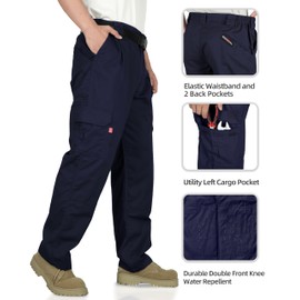 BOCOMAL Men's FR Cargo Pants Flame Resistant Pants Midweight 7.5oz Navy (7 Pockets) Multi-Pockets FR Pants