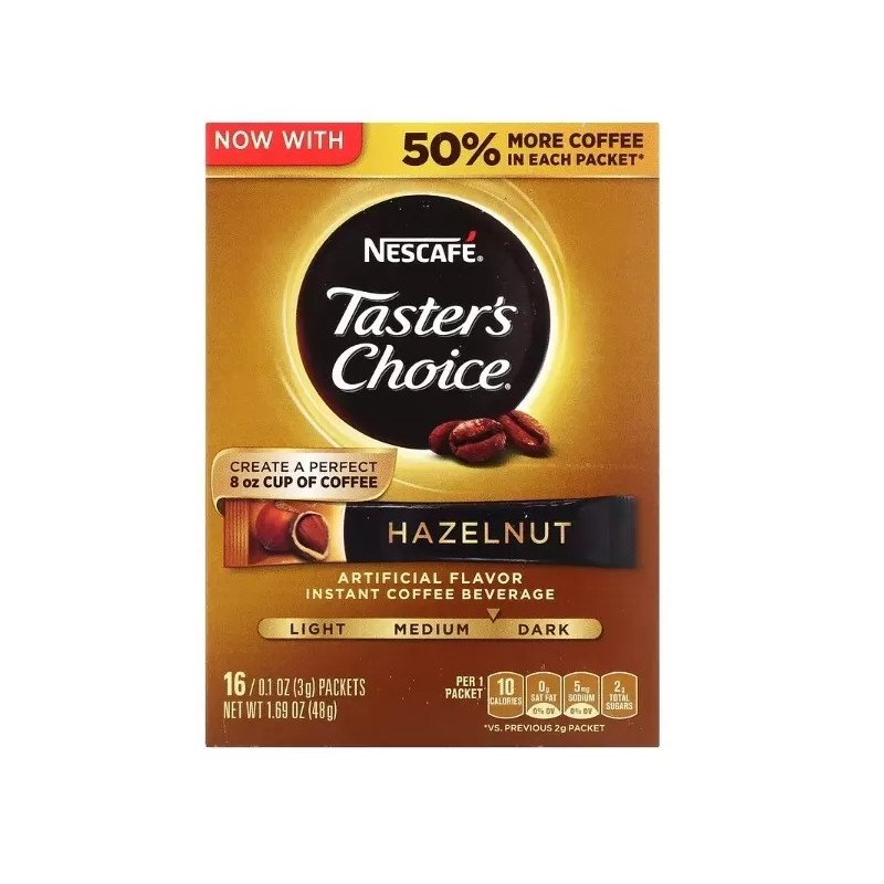Nescafe, Taster's Choice, Instant Coffee, Hazelnut, 16 Packets, 0.1 oz