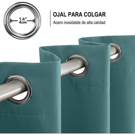NANWEI Cortinas Blackout con Aislamiento Térmico para Estar/Recámara Ventana, con Ojales en la Parte Superior, Suave 100% Poliéster Tela Impermeable, Reducción Ruido, 1 Paneles (Verde, 52" x 84")