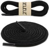 DELELE Round Cotton Waxed Shoelaces: 7/50 Inches Black Dress Shoe