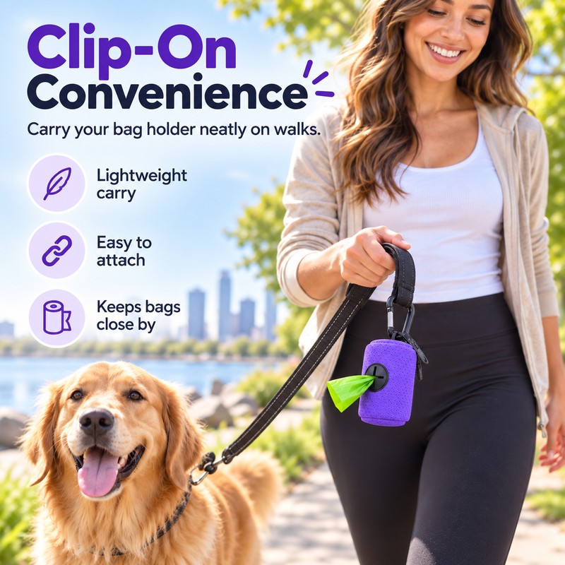 Dog Poop Bag Dispenser for Walking – Compact Leash Clip