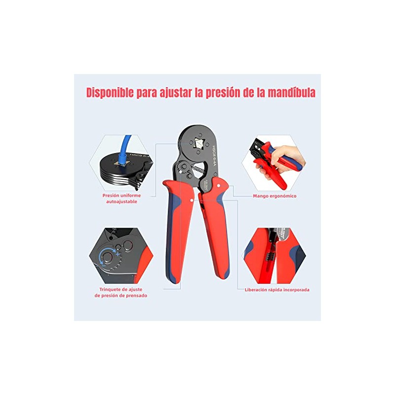 1250Pcs Juego de Crimpadora de Terminales para Cable,hcs8 6-4a,0.25-10mm