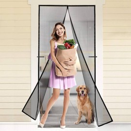 FEGO Magnetic Screen Door, Screen Itself Size 39"x83" Fits Door Size:37"x82", Enjoy Breeze, Hands Free Entry, Pets & Kids Friendly, Heavy Duty Screen Door Mesh w/36 Magnets for Patio/Front/Doorway