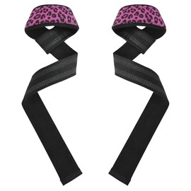 Correas de muñeca de elevación con estampado de leopardo con purpurina falsa de 26 pulgadas, antideslizantes, para levantamiento de pesas, levantamiento de peso, ejercicio, entrenamiento de fuerza