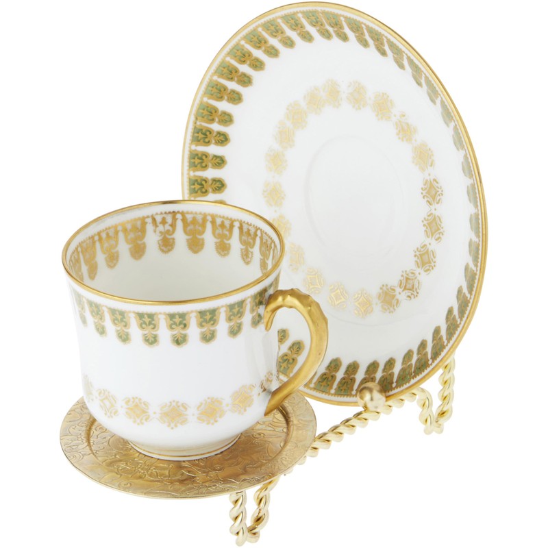 Bard's Ornate Twisted Shiny Gold-toned Cup and Saucer Stand, 3"