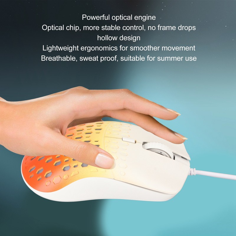 Wired Gaming Mouse with 7 RGB 3600DPI Lightweight Ergonomics Breathable