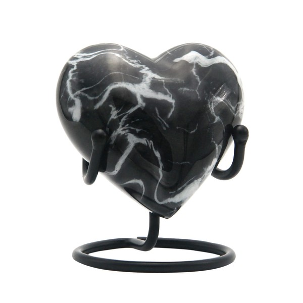 Small Heart Urns for Human Ashes - Black Mini Keepsake