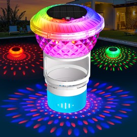 Pool Chlorine Floater with Marquee Light,Color-Changing Chlorines Floaters with Upgraded Button Control,Floating chlorine Dispenser for Pool,Adjustable Solar chlorines loaters for Hot Tub (Light Blue)